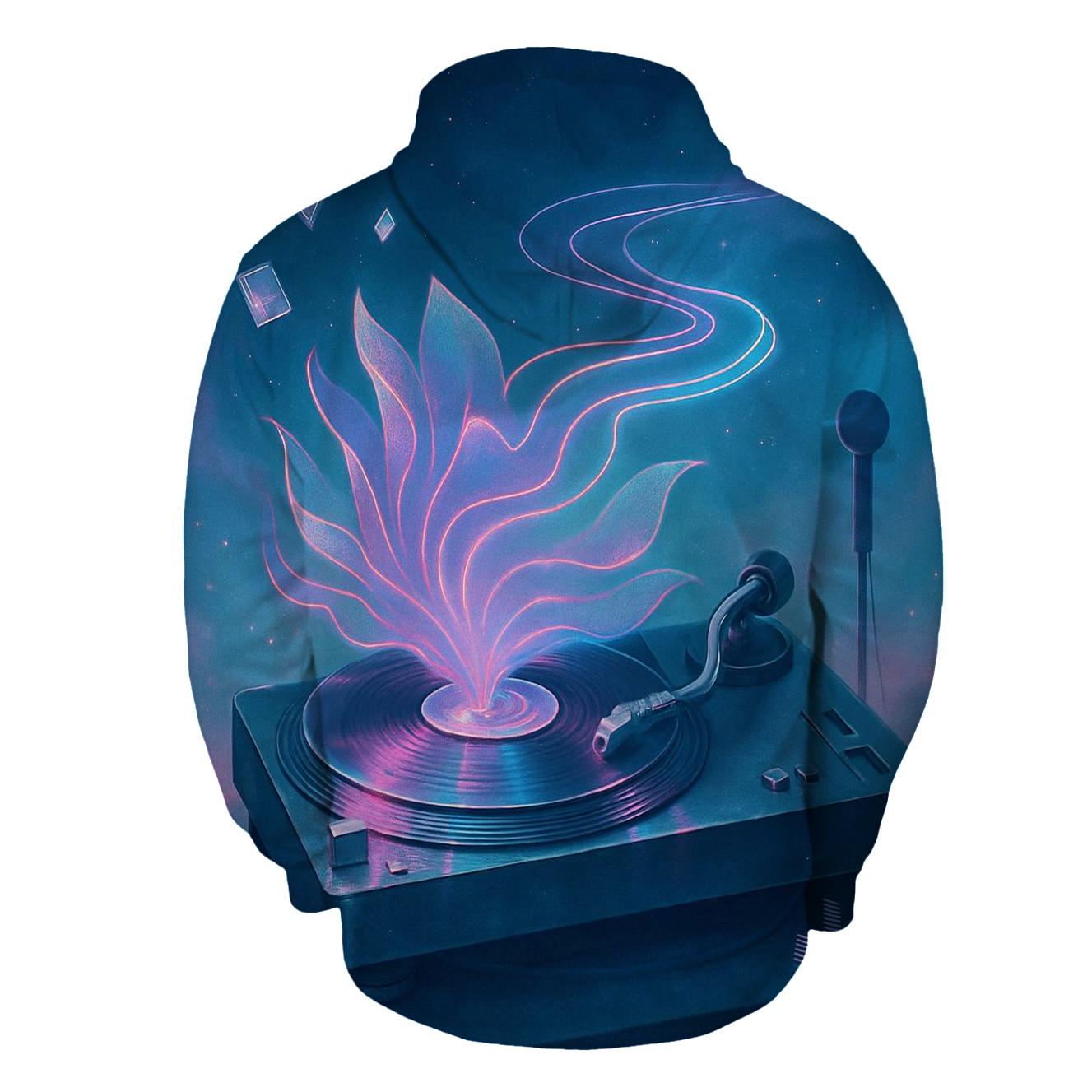Holographic Turntable Bloom graphic hoodies