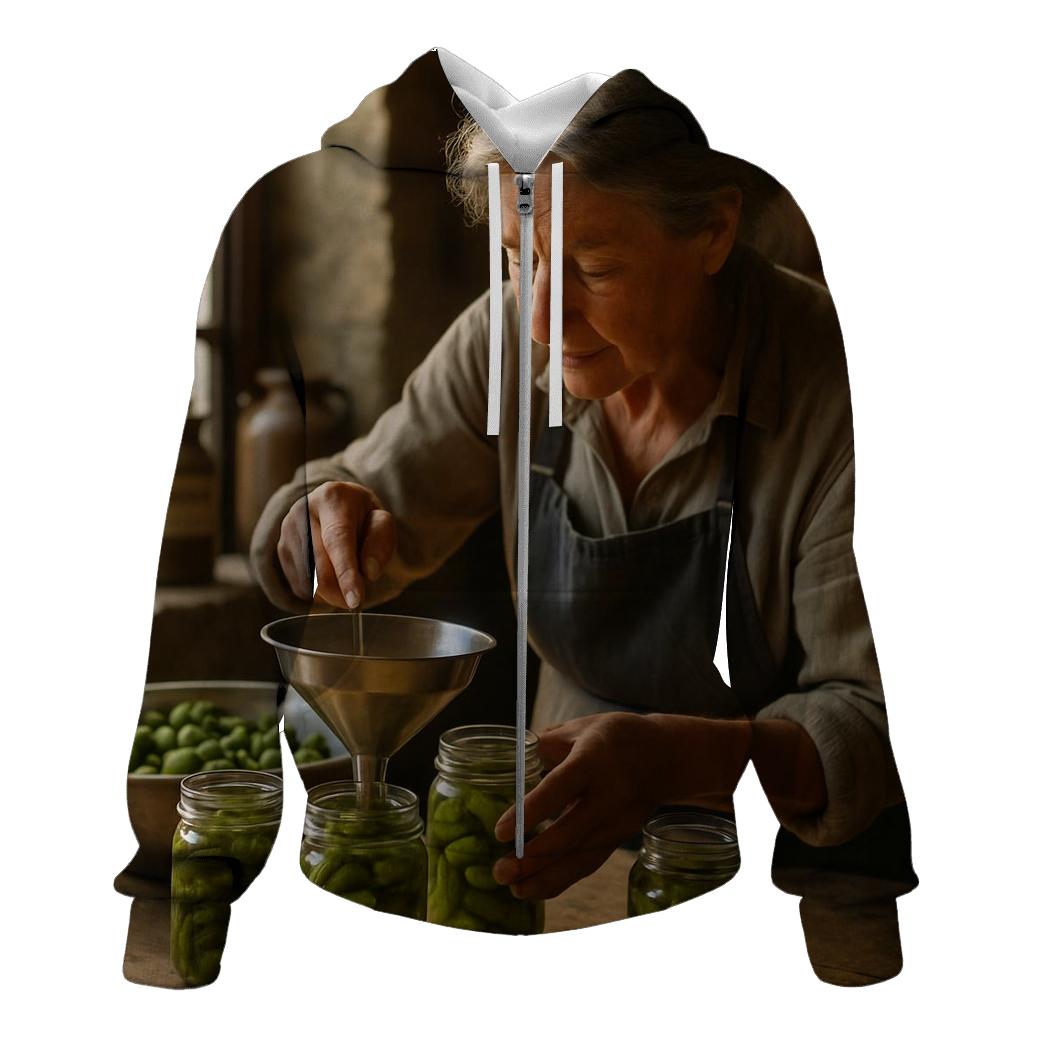 Cornichon Conservator In Village Larder printed hoodies