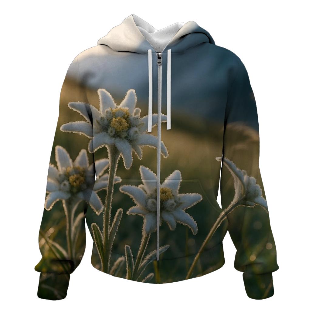Dawn Harvest Of Alpine Edelweiss zip-up hoodies