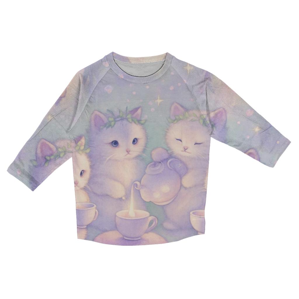 Moonlit Tea Party Kittens fashion 3/4 sleeve shirts