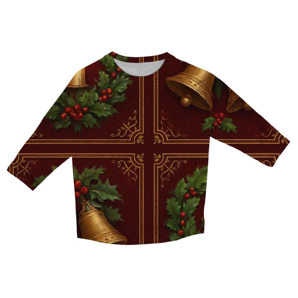 Crimson Carol Tile Pattern trendy 3/4 sleeve tops