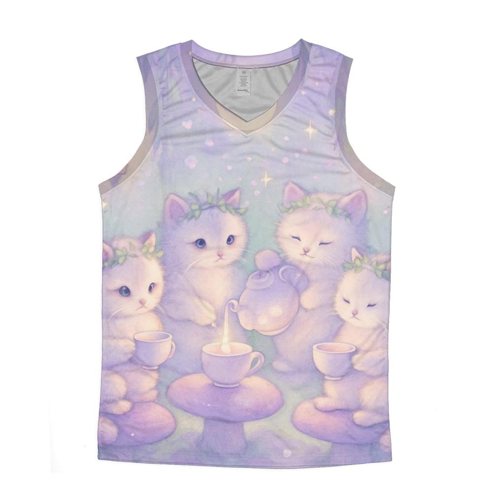Moonlit Tea Party Kittens sports performance tank tops