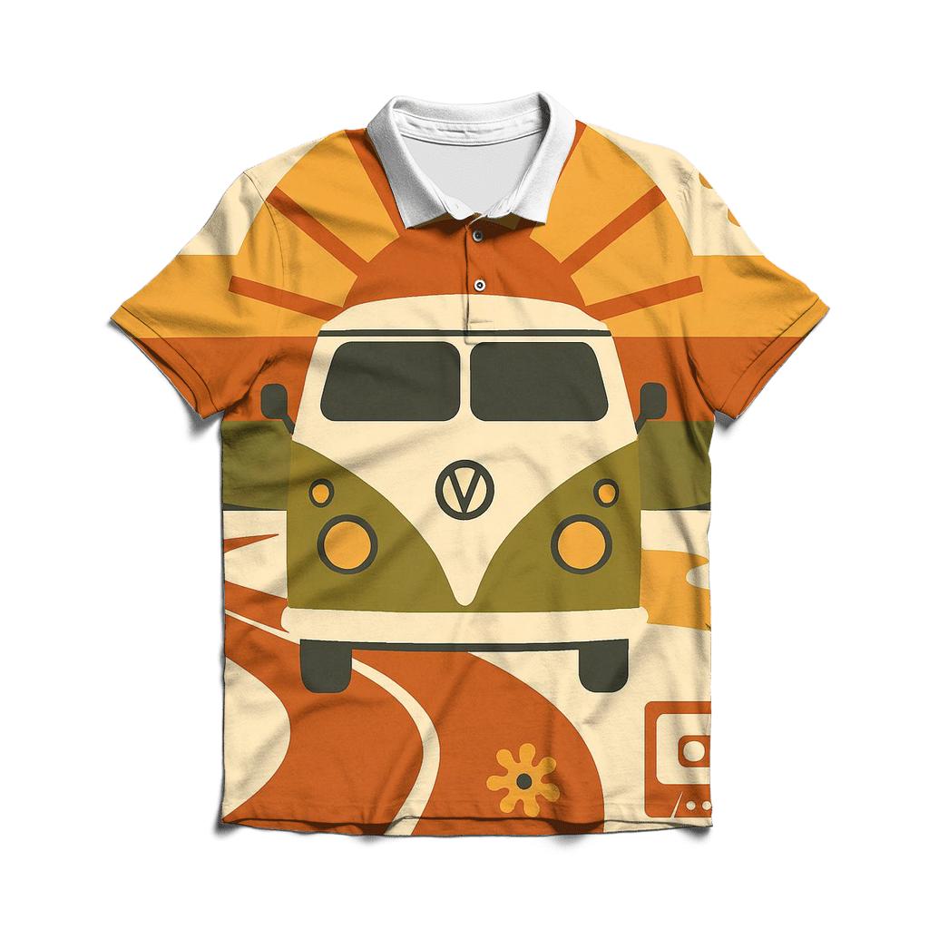 Sunburst Roadtrip branded logo polo shirts