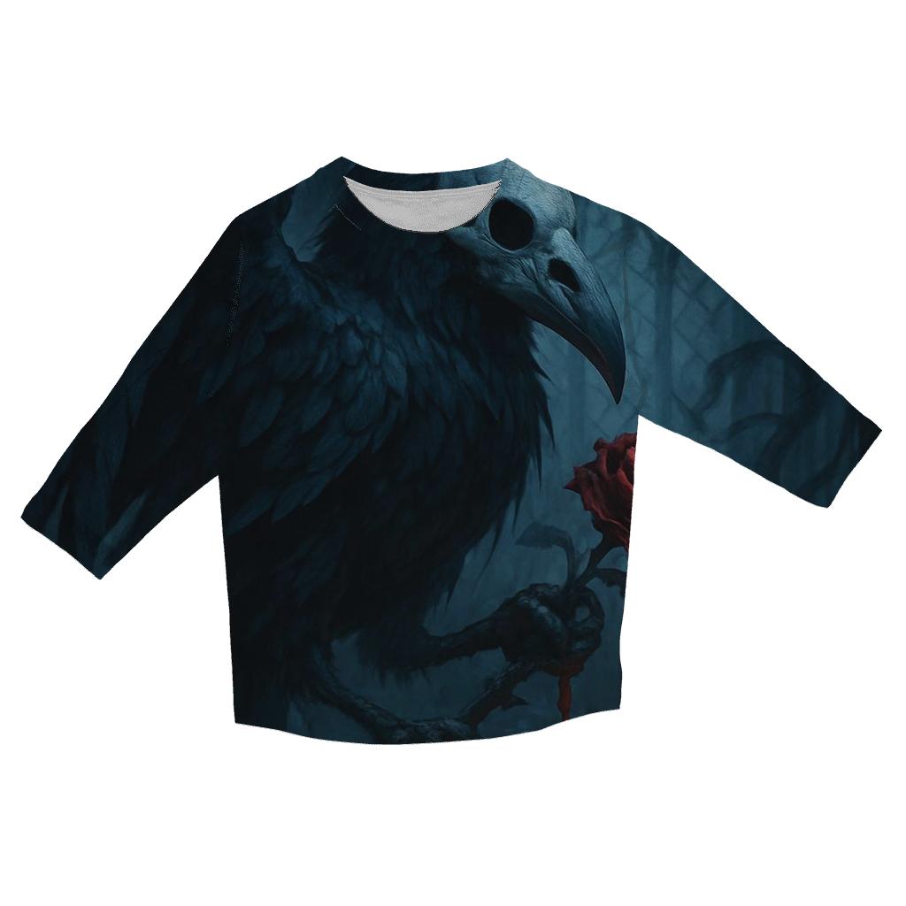 Raven Of The Hollow Cathedral printed three quarter sleeve shirts