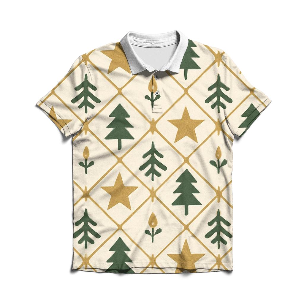 Evergreen Star Lattice stylish collar polo tees