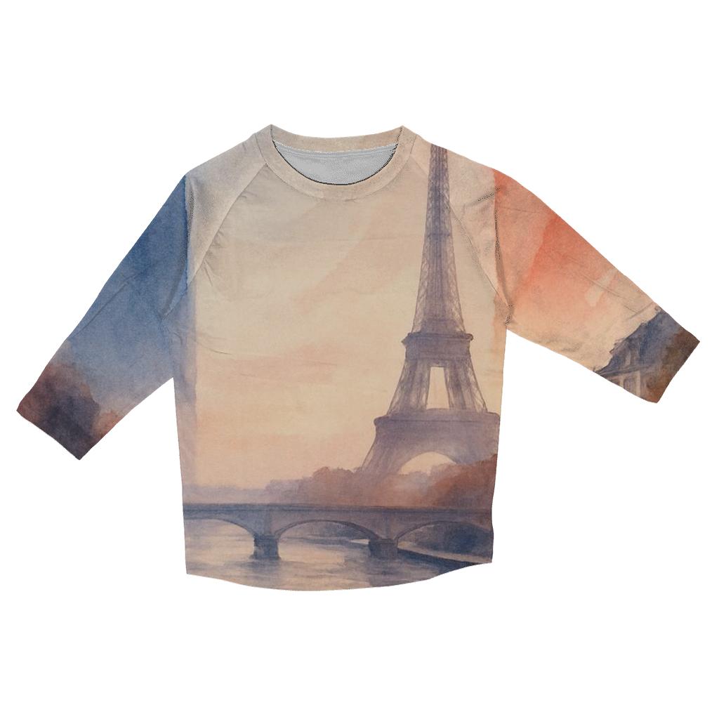 Tricolor Watercolor Seine custom 3/4 sleeve shirts