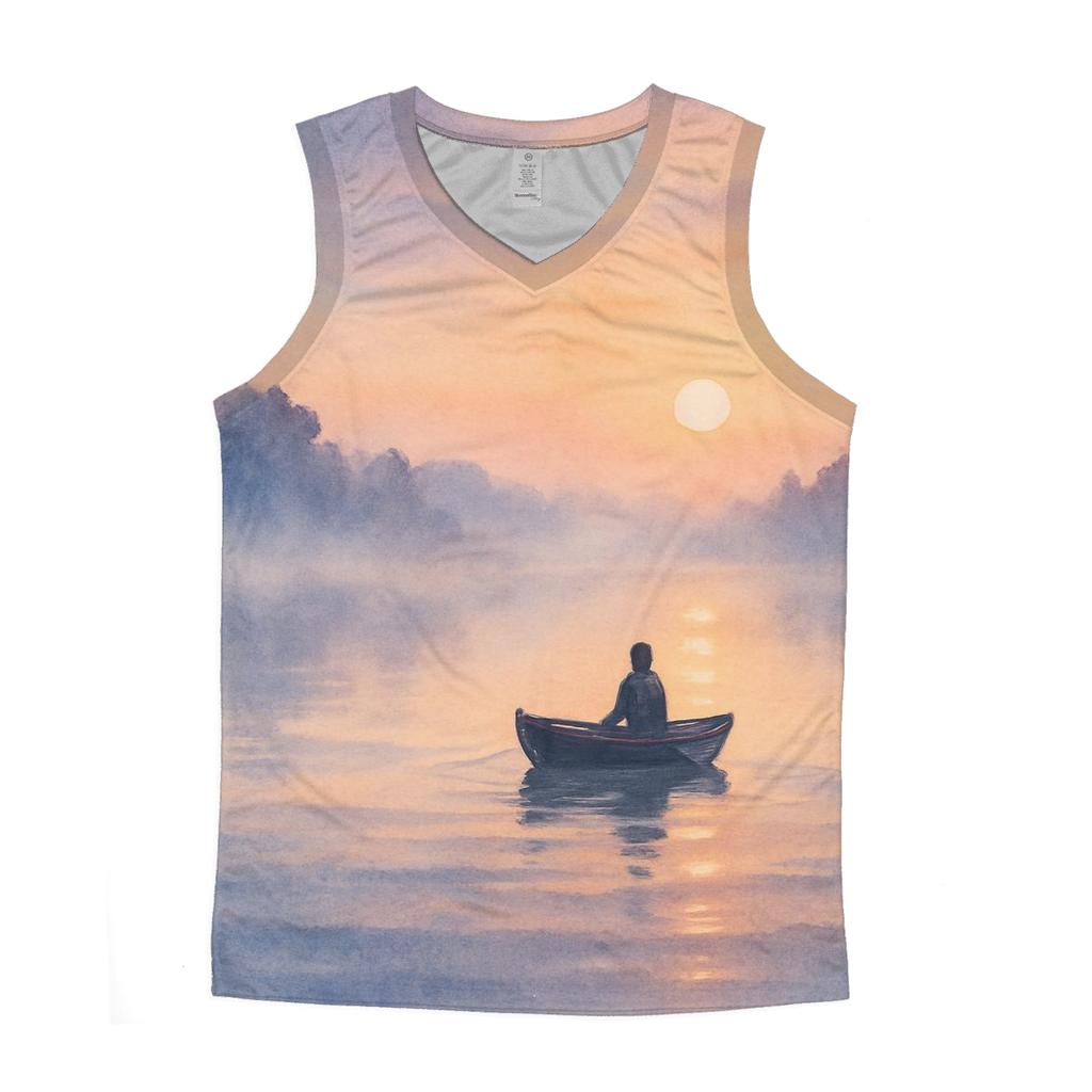 Pastel Lake Whisper graphic print tank tops