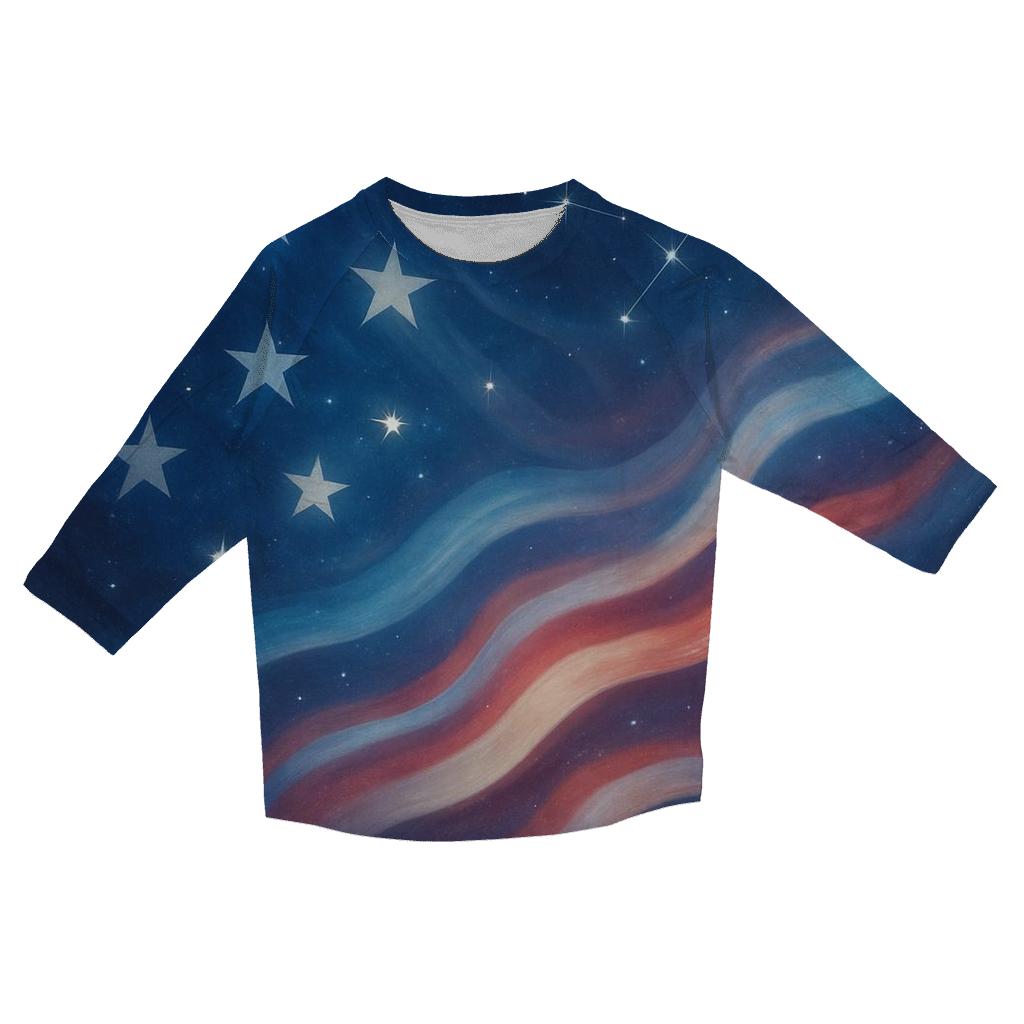 Cosmic Flag Aurora printed three quarter sleeve shirts