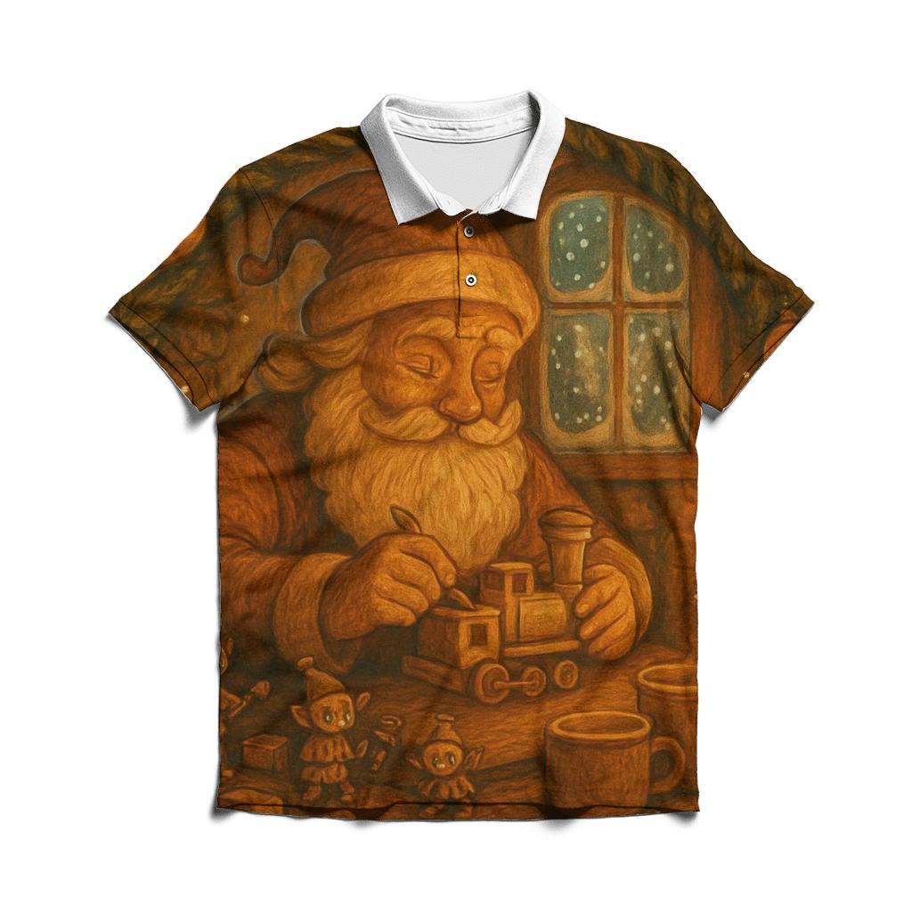 Woodland Workshop Santa stylish collar polo tees
