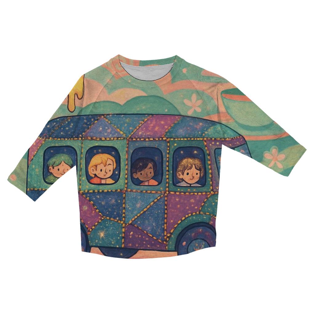 Patchwork Dream Bus trendy 3/4 sleeve tops