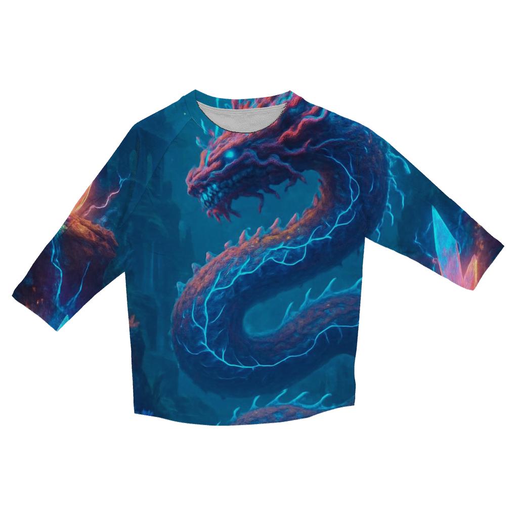 Electric Coral Dragon casual three quarter sleeve shirts