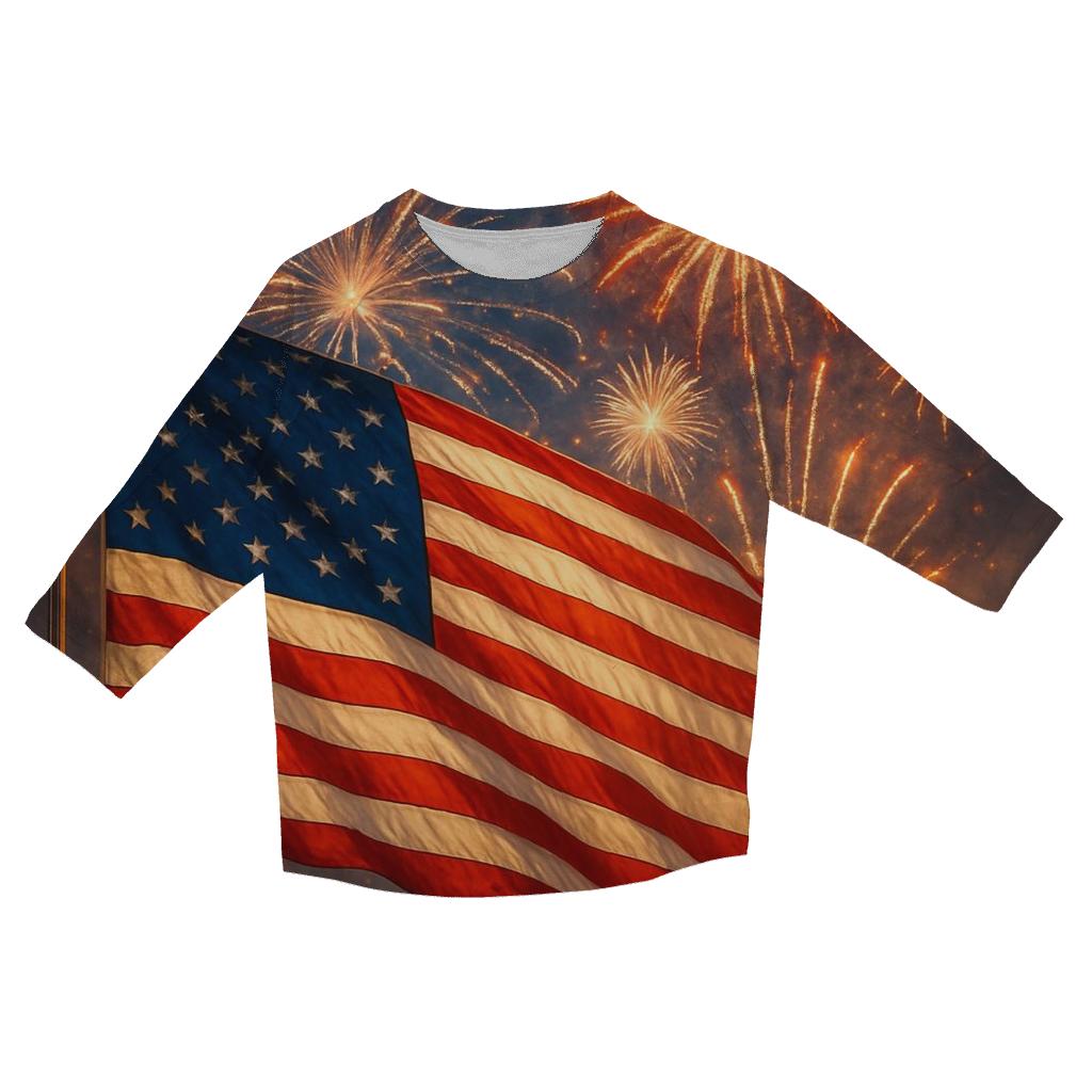 Firework Flag Embrace stylish quarter sleeve tops