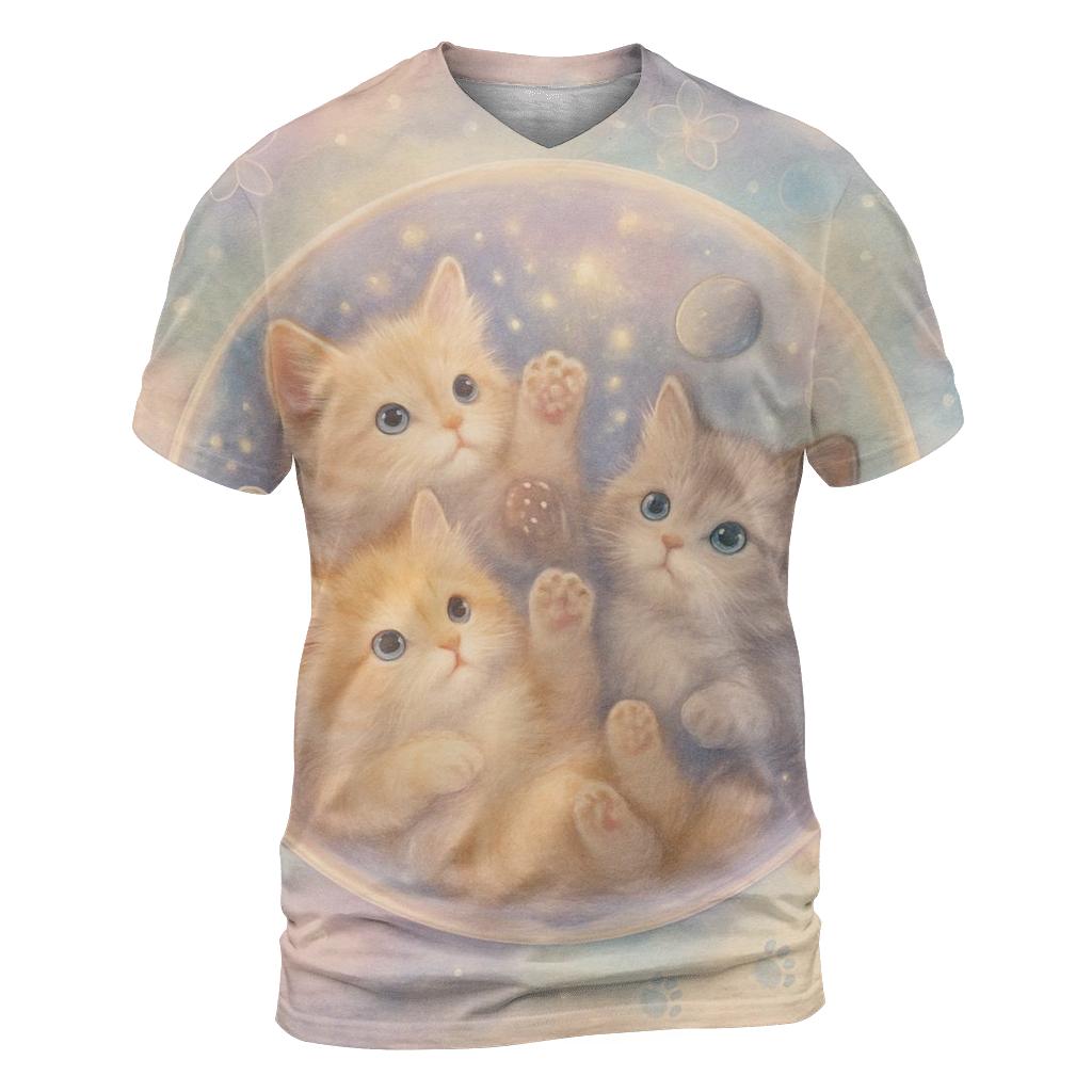 Cosmic Dreaming Kittens artistic all-over print tops