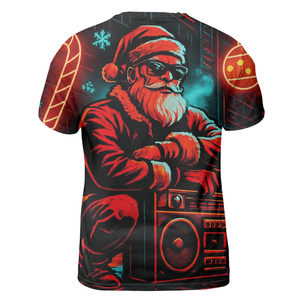 Neon Streetwear Santa vibrant all-over design tees