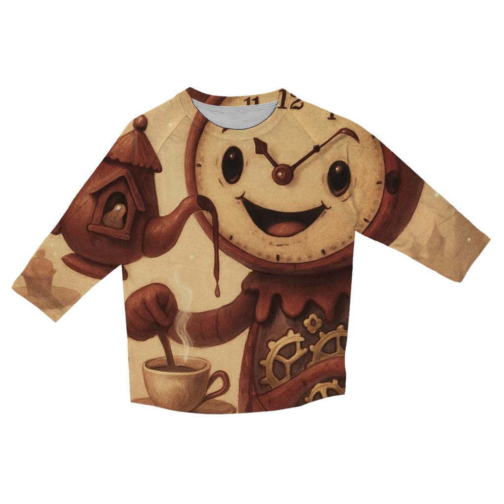 Tea Time Clock Monster cotton quarter sleeve shirts