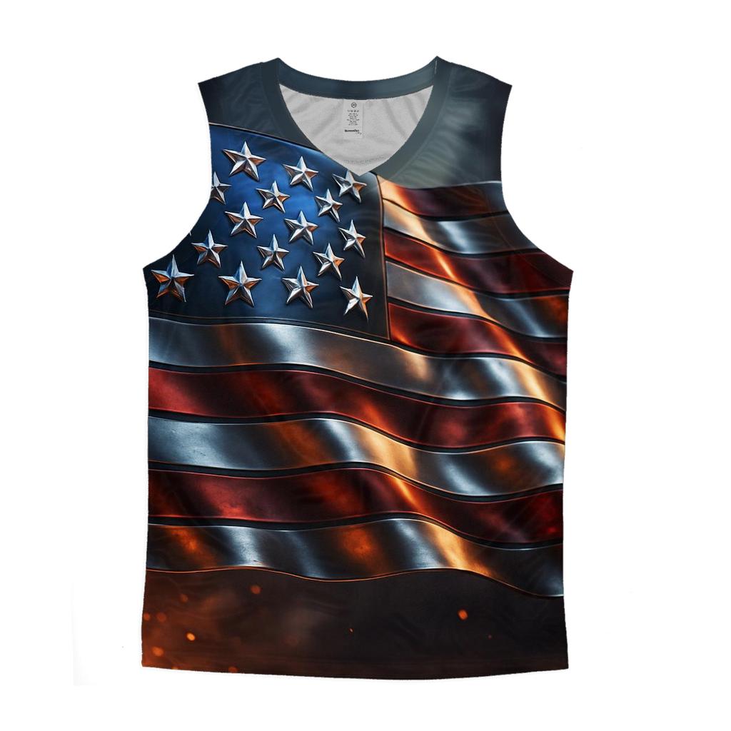 Metallic Forge Banner sports performance tank tops