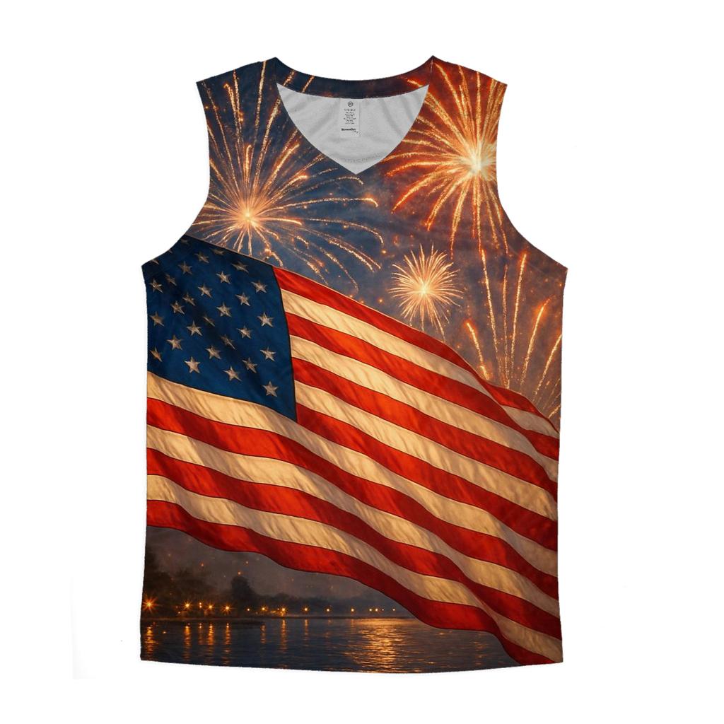 Firework Flag Embrace sports performance tank tops