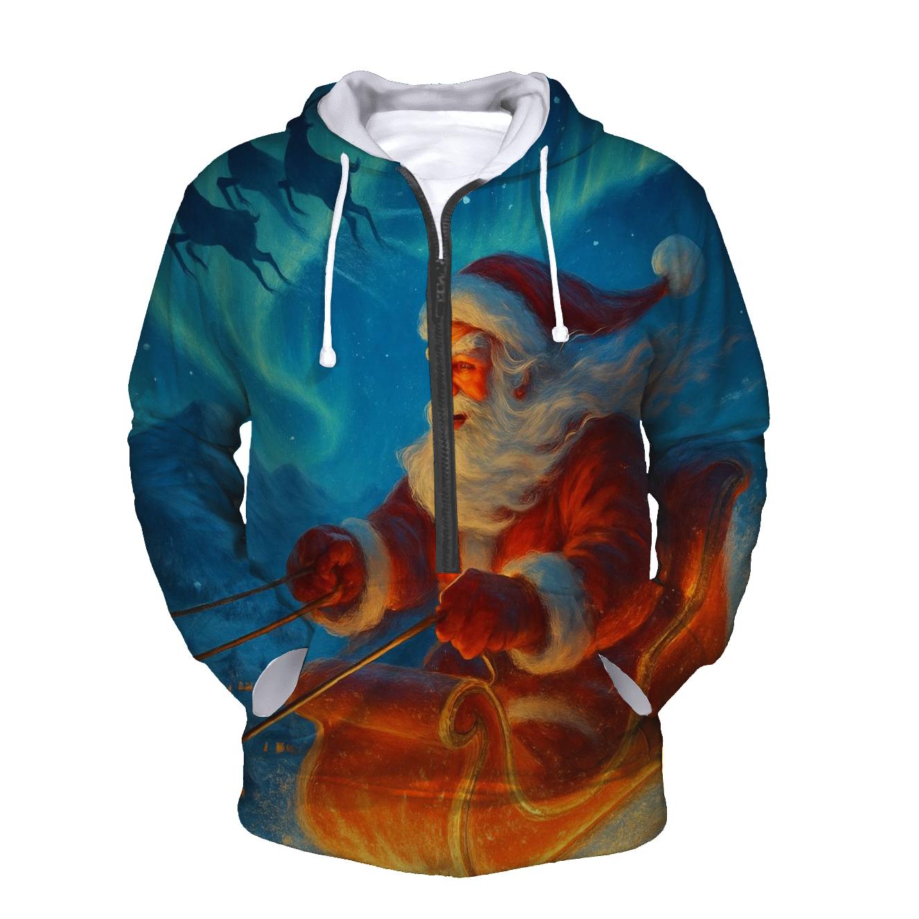 Aurora Sleigh Pilot Santa printed hoodies