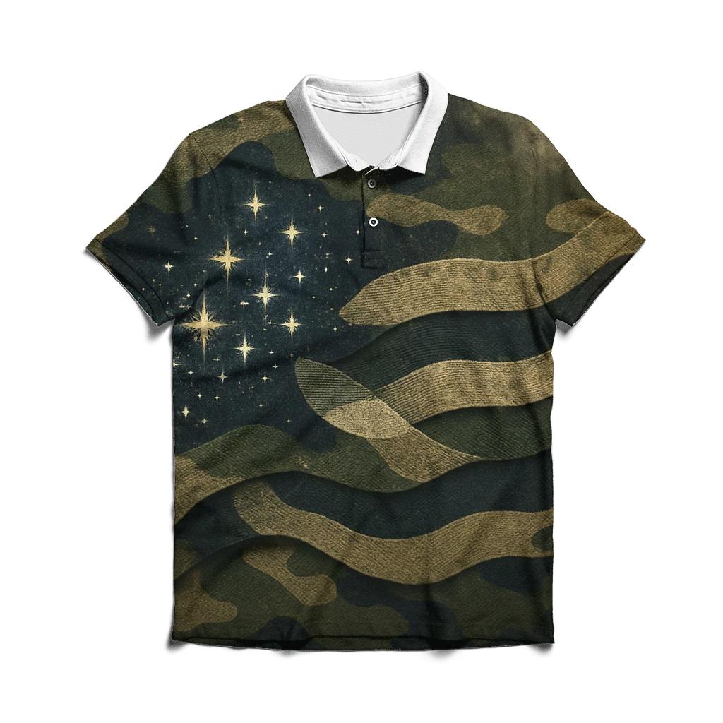 Camouflage Star Forge embroidered polo tops