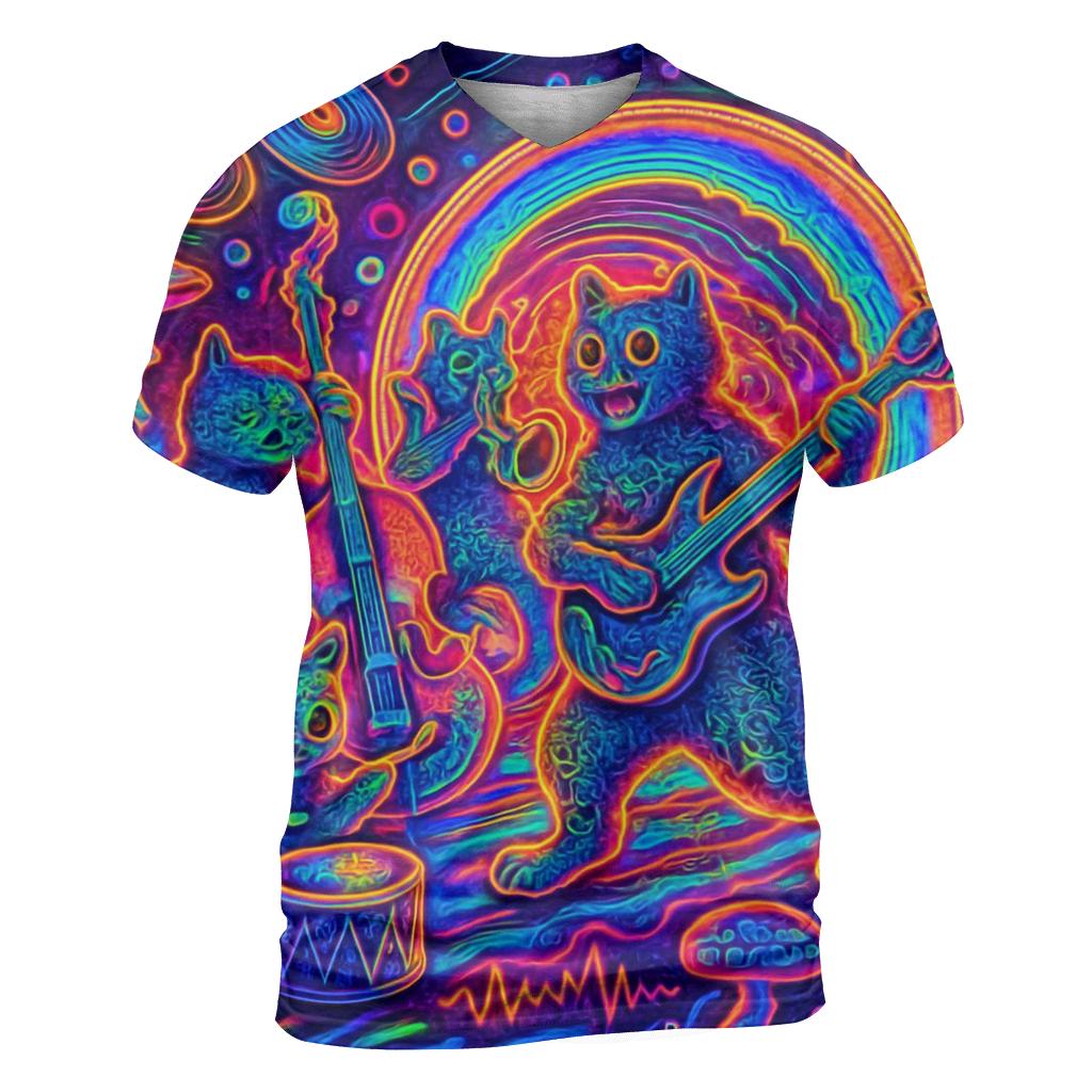 Psychedelic Portal Cat Band designer pattern shirts