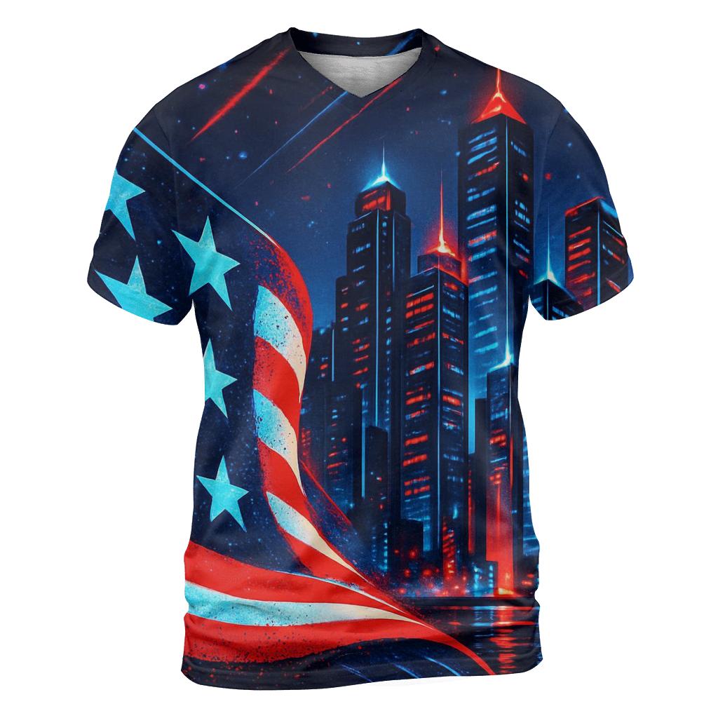 Neon Stripes Skyline unique graphic print tees