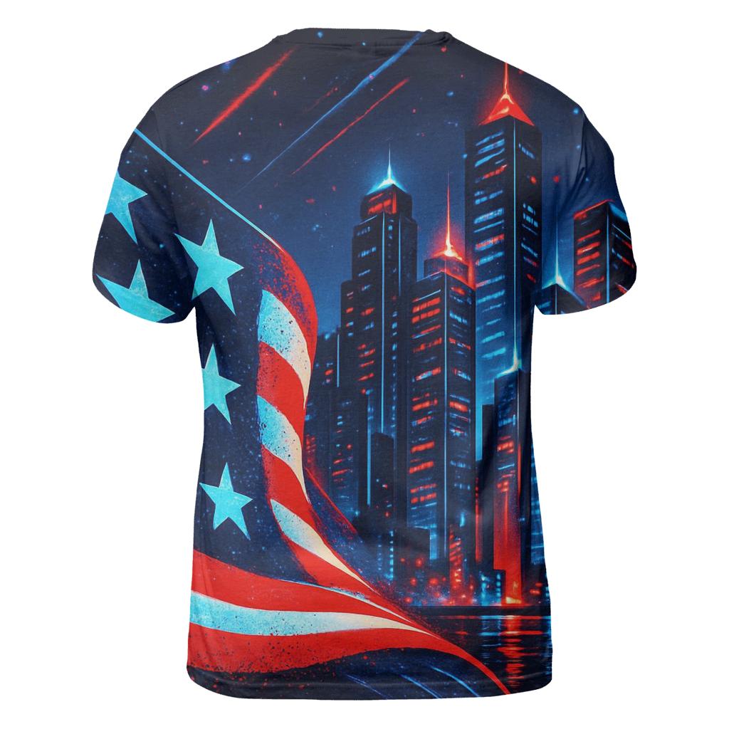 Neon Stripes Skyline unique graphic print tees