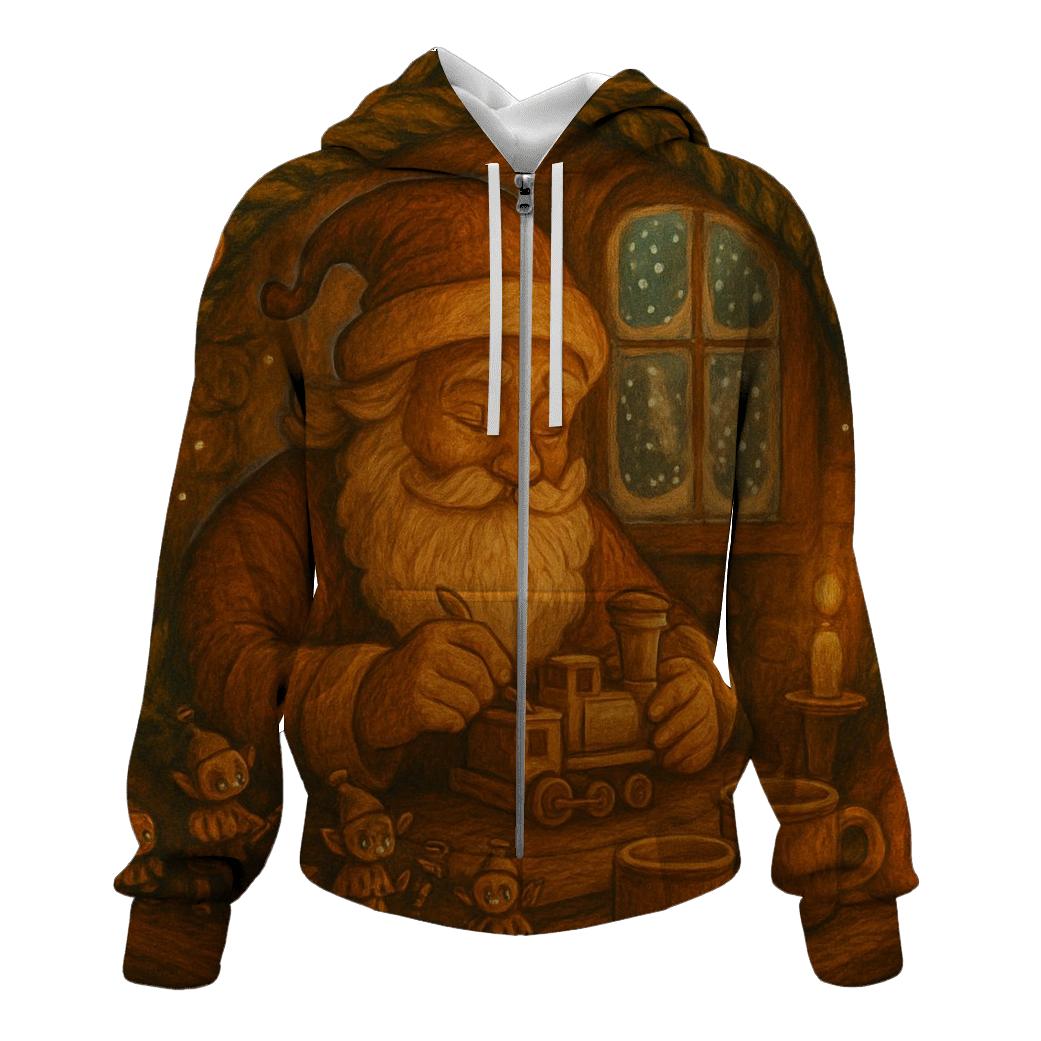 Woodland Workshop Santa printed hoodies