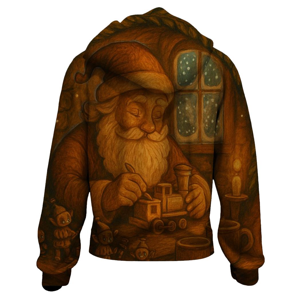 Woodland Workshop Santa printed hoodies