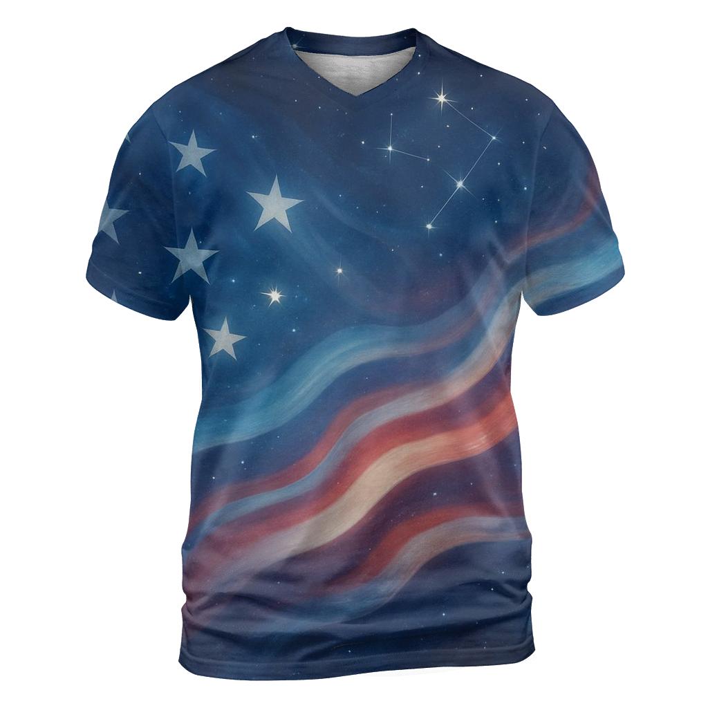Cosmic Flag Aurora creative print fashion shirts