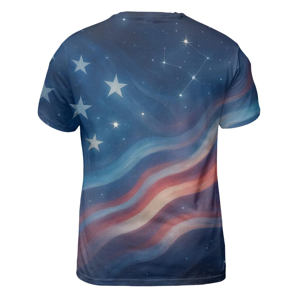 Cosmic Flag Aurora creative print fashion shirts