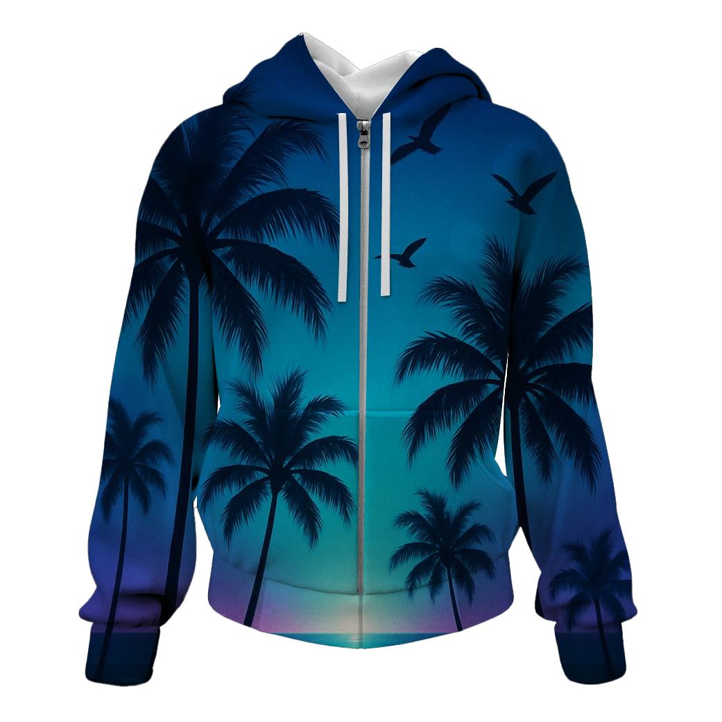 Neon Palm Reverie zip-up hoodies