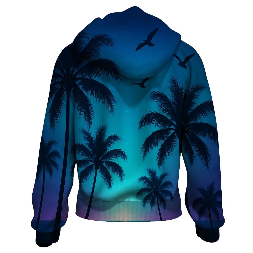 Neon Palm Reverie zip-up hoodies