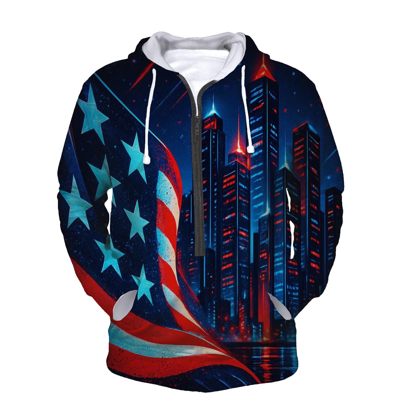 Neon Stripes Skyline custom hoodies