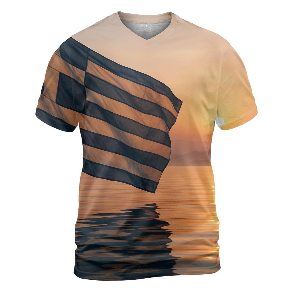 Aegean Striped Reflection creative print fashion shirts