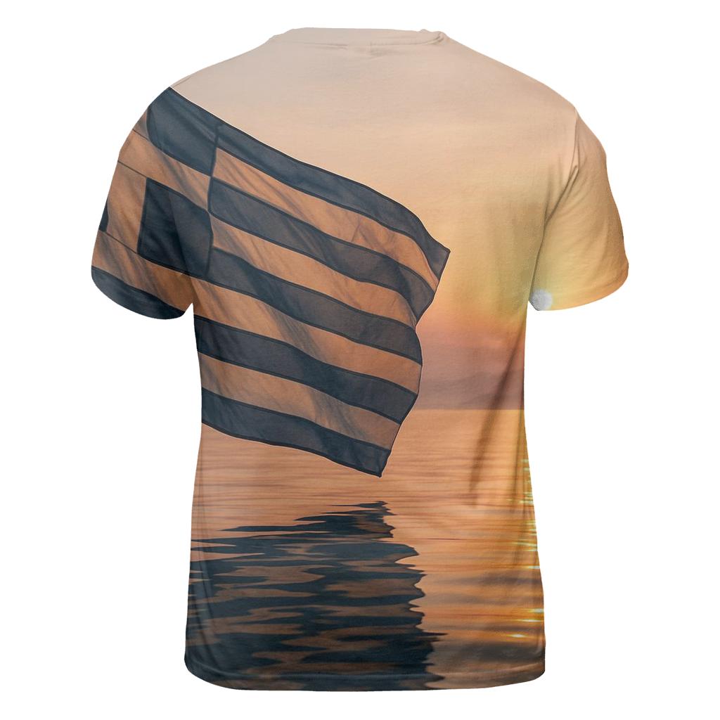 Aegean Striped Reflection creative print fashion shirts