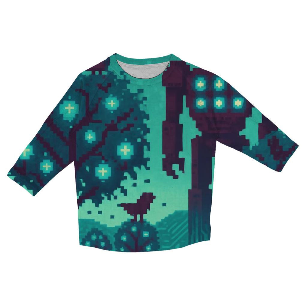 Pixel Orchard Sentinel printed three quarter sleeve shirts