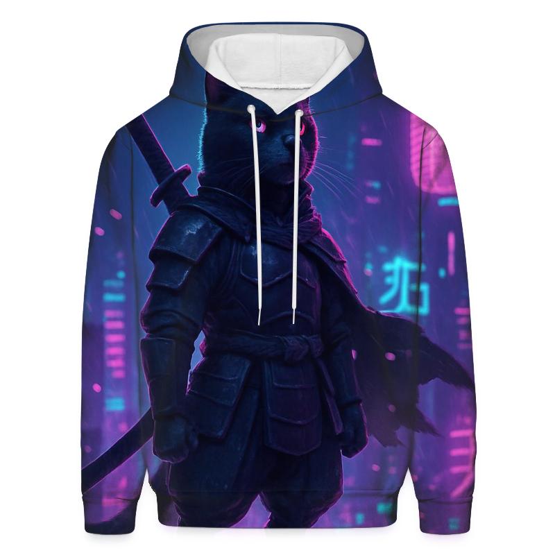 Neon Samurai Cat heavyweight hoodies