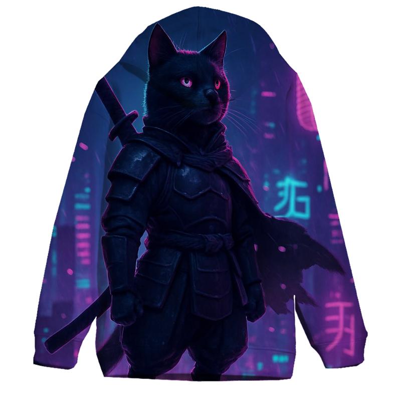 Neon Samurai Cat heavyweight hoodies
