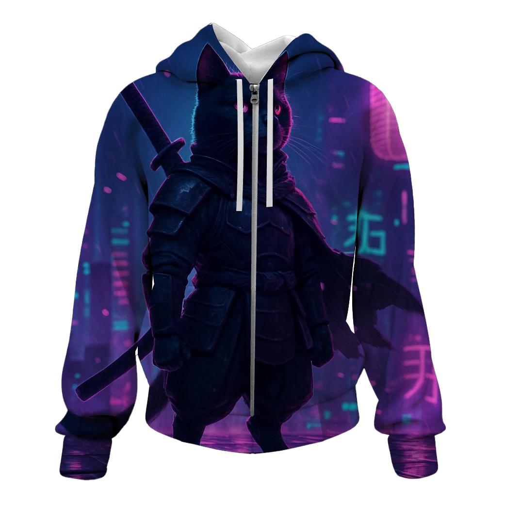 Neon Samurai Cat hoodie styles