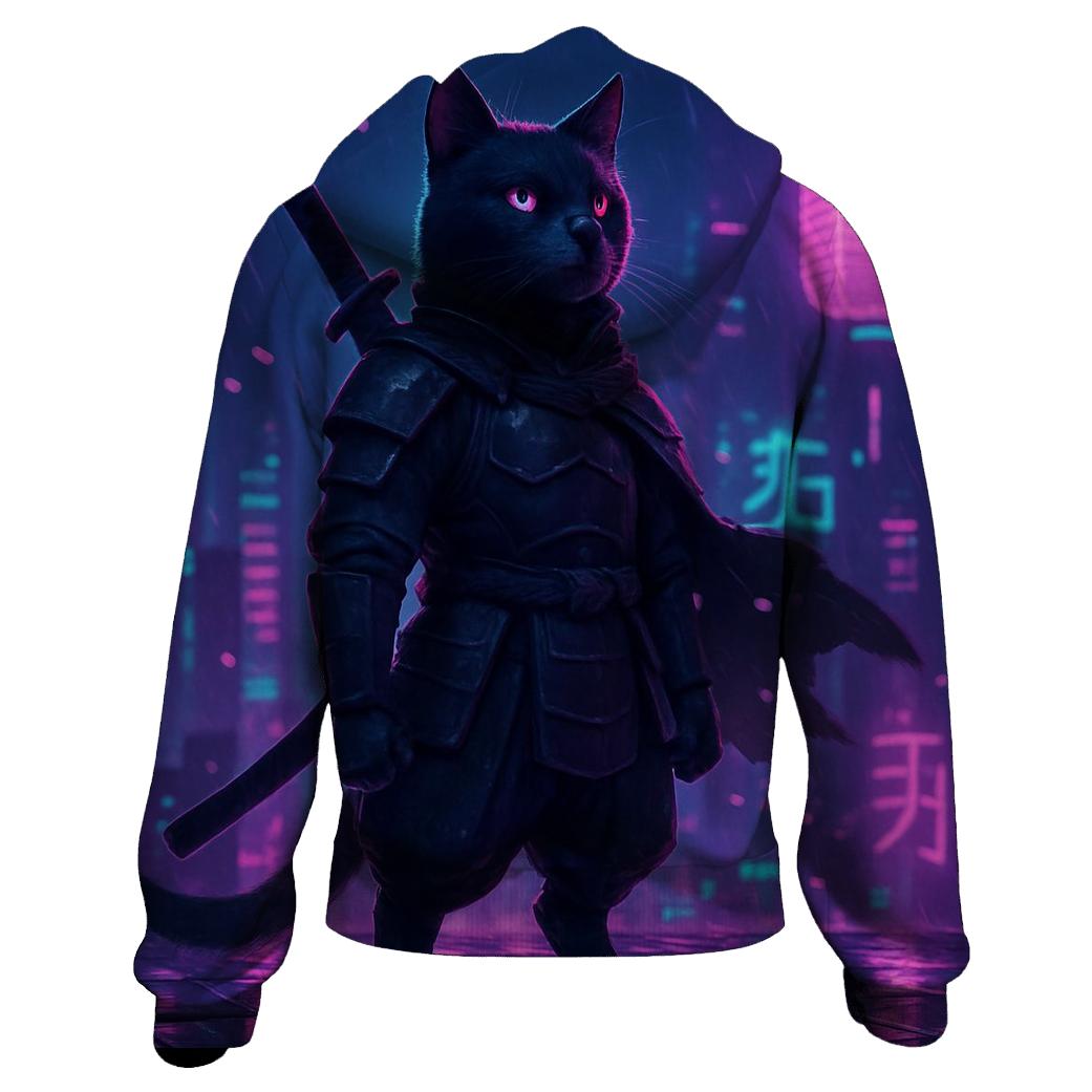 Neon Samurai Cat hoodie styles