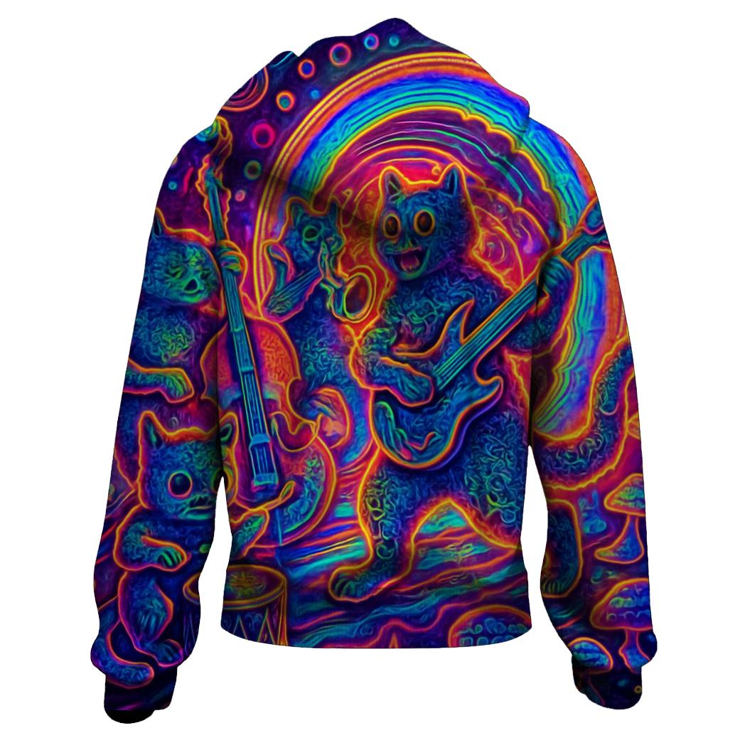 Psychedelic Portal Cat Band lightweight hoodies