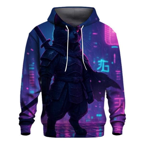 Neon Samurai Cat premium hoodies