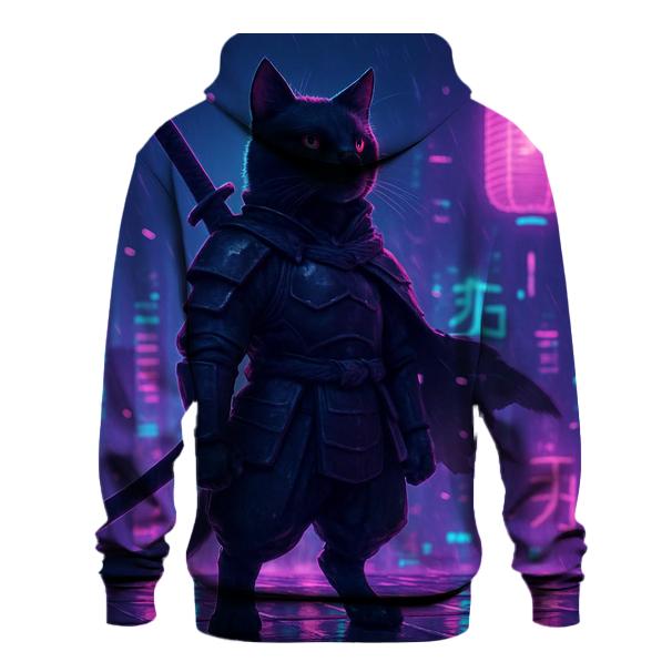 Neon Samurai Cat premium hoodies