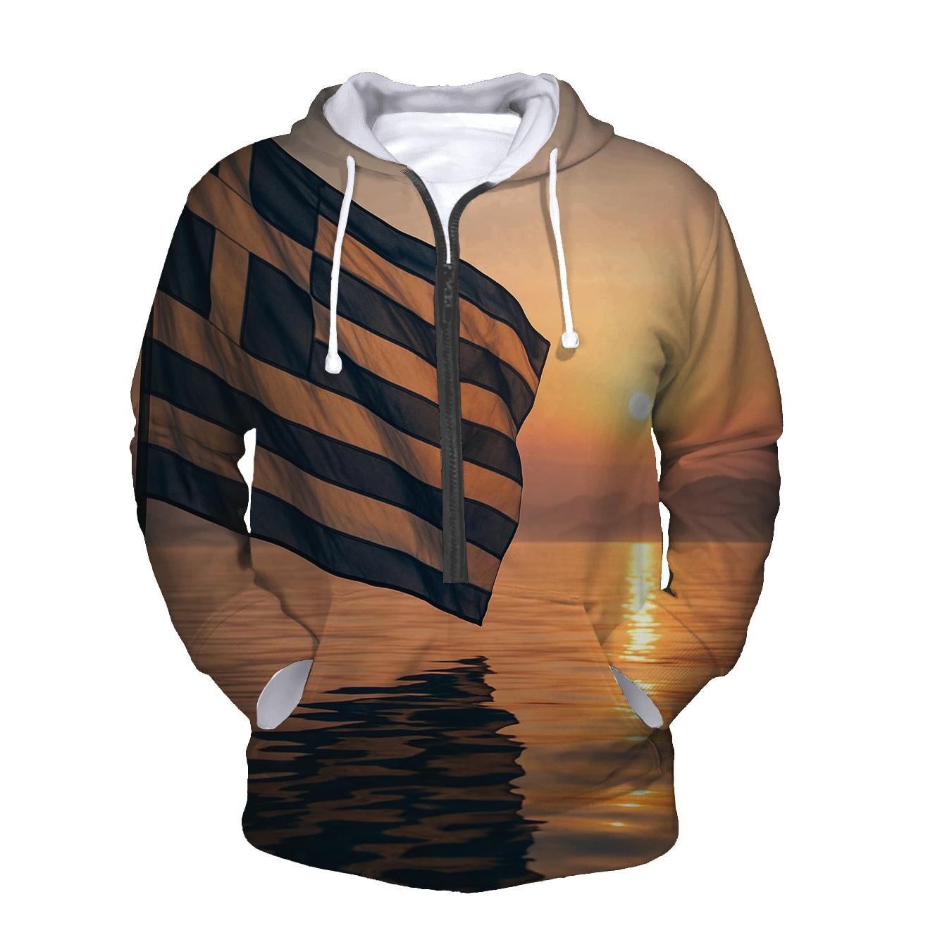 Aegean Striped Reflection graphic hoodies