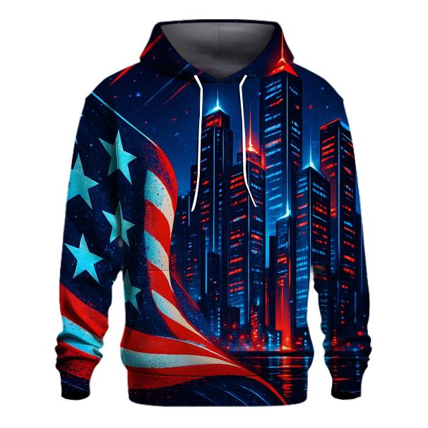 Neon Stripes Skyline heavyweight hoodies