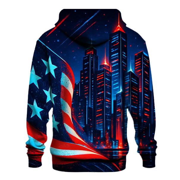 Neon Stripes Skyline heavyweight hoodies