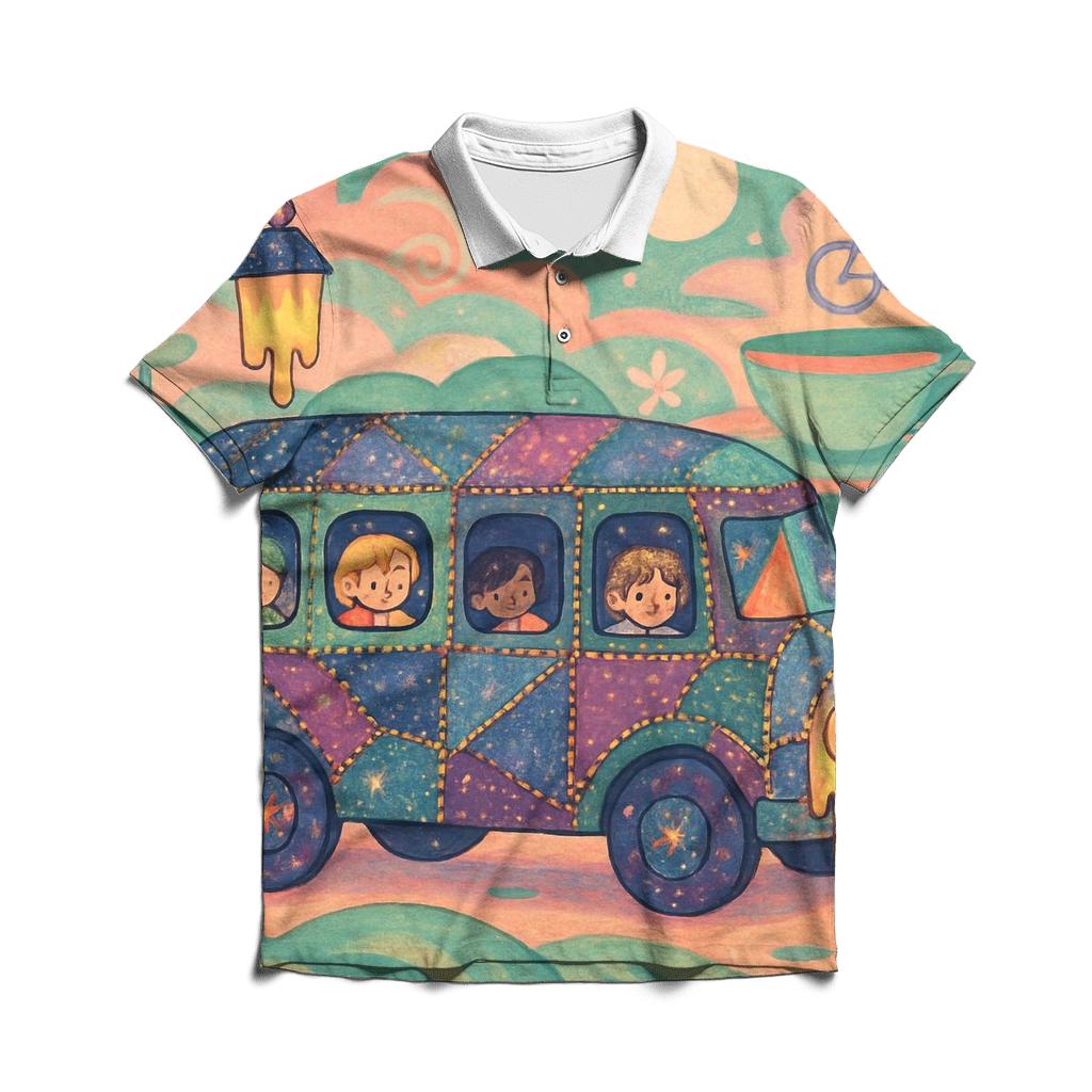 Patchwork Dream Bus casual sports polo shirts
