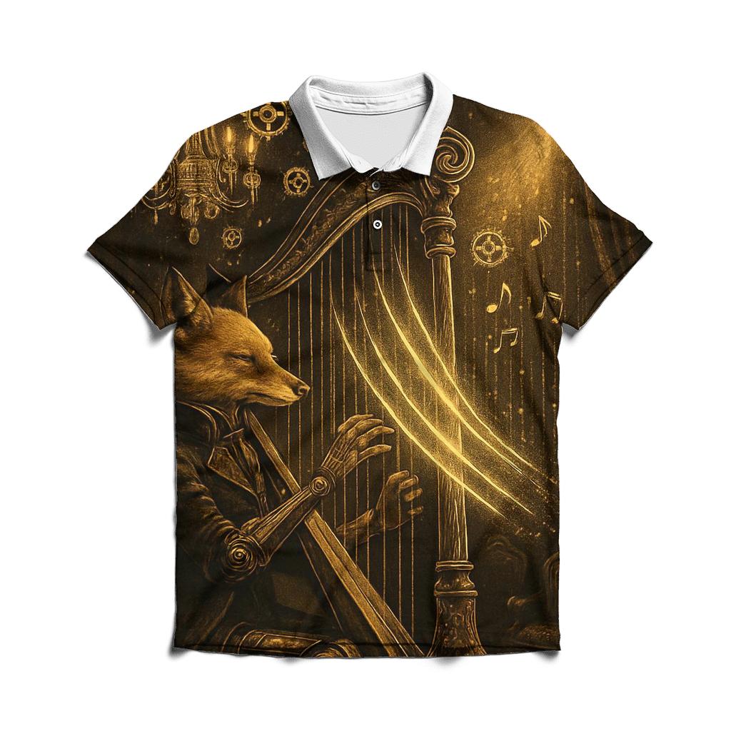 Clockwork Foxglove Harpist embroidered polo tops