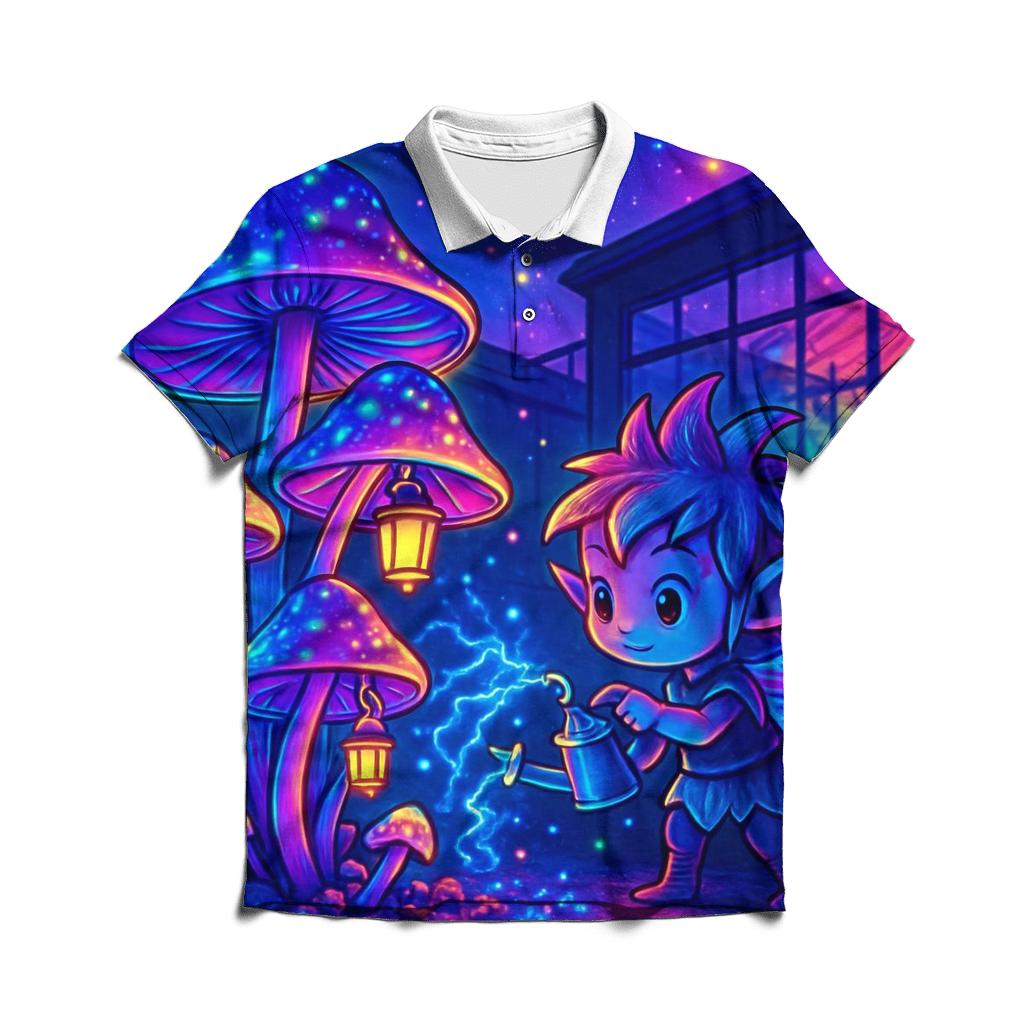 Neon Gardener Sprite embroidered polo tops