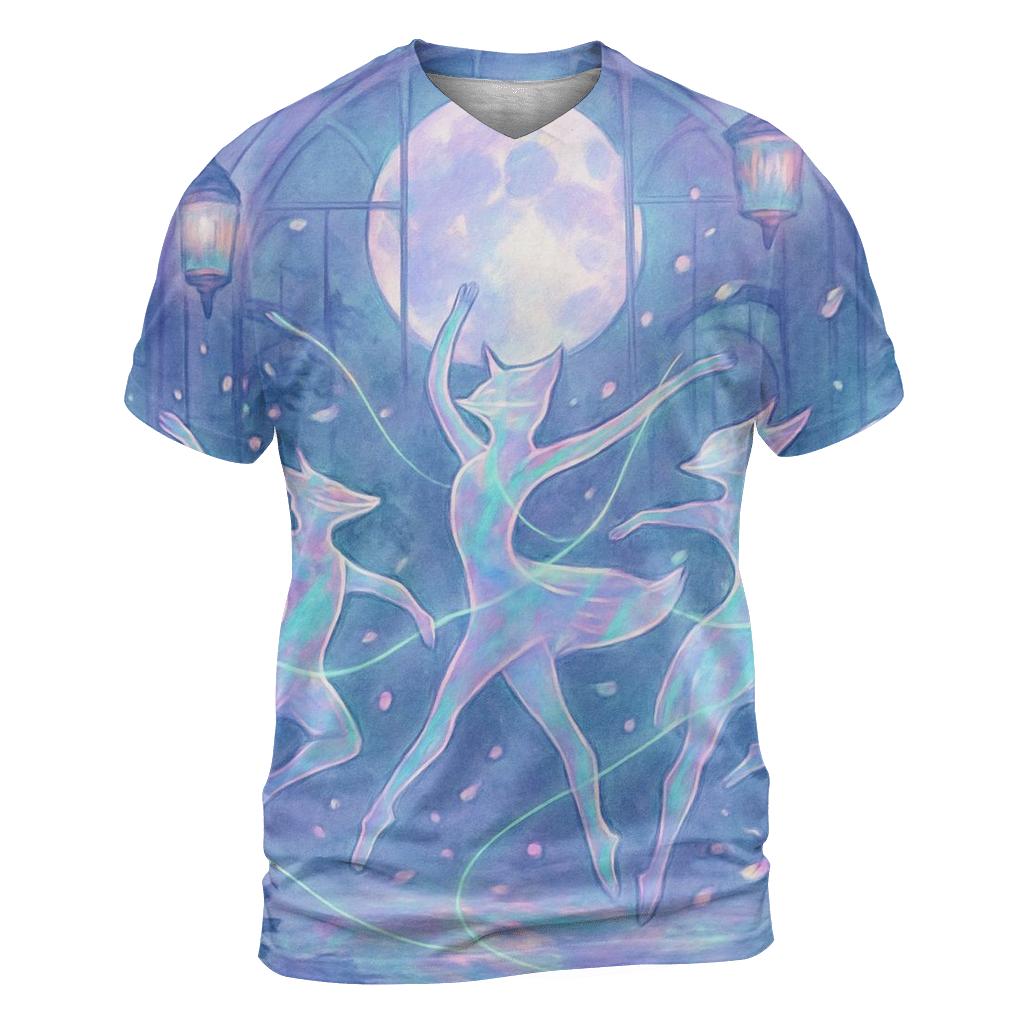 Holographic Ballet Foxes vibrant all-over design tees